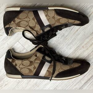 COACH Vintage Joss Sig Webbng Sneaker Suede Canvas Women’s Size 8.5
